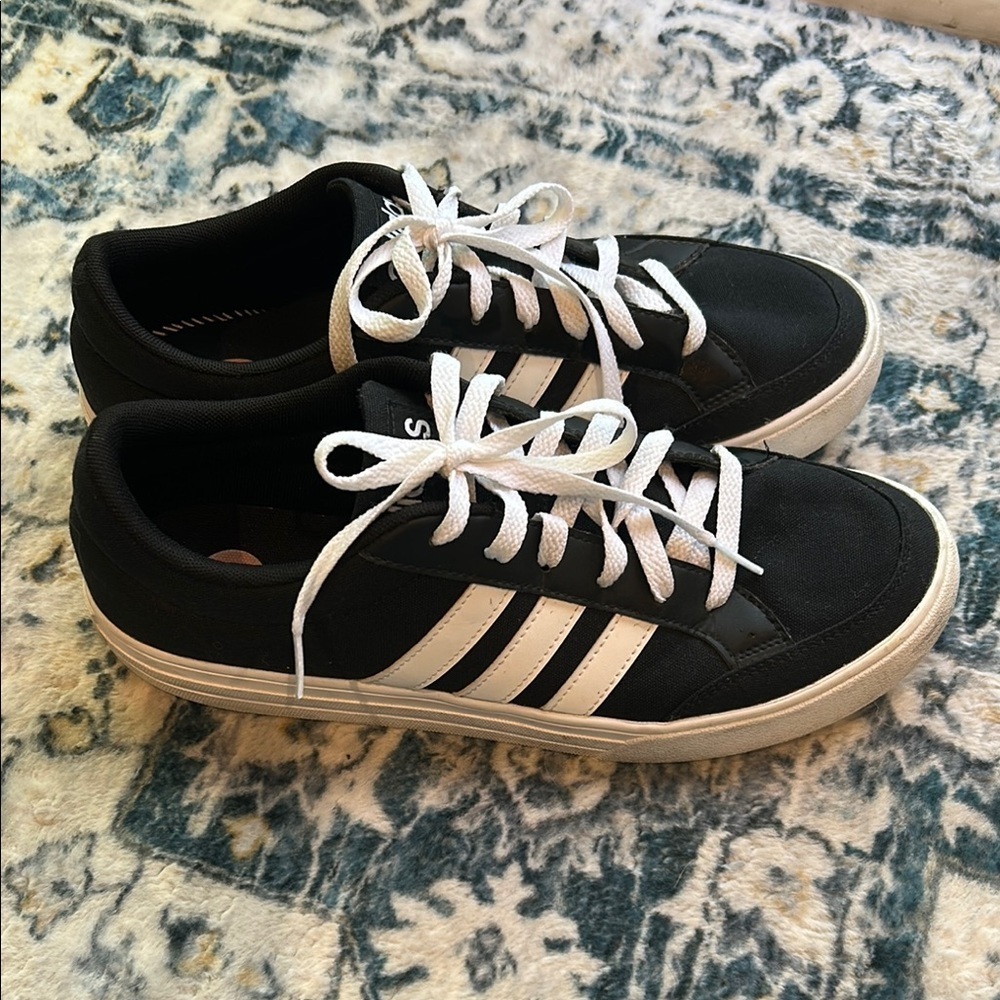 Adidas Canvas Neo Black and White Mens Sneakers Size 10 - Picture 3 of 7